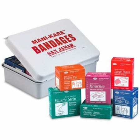 SAN JAMAR , Mani-Kare Adhesive Bandages, Value Pack w/Storage Box MK0909